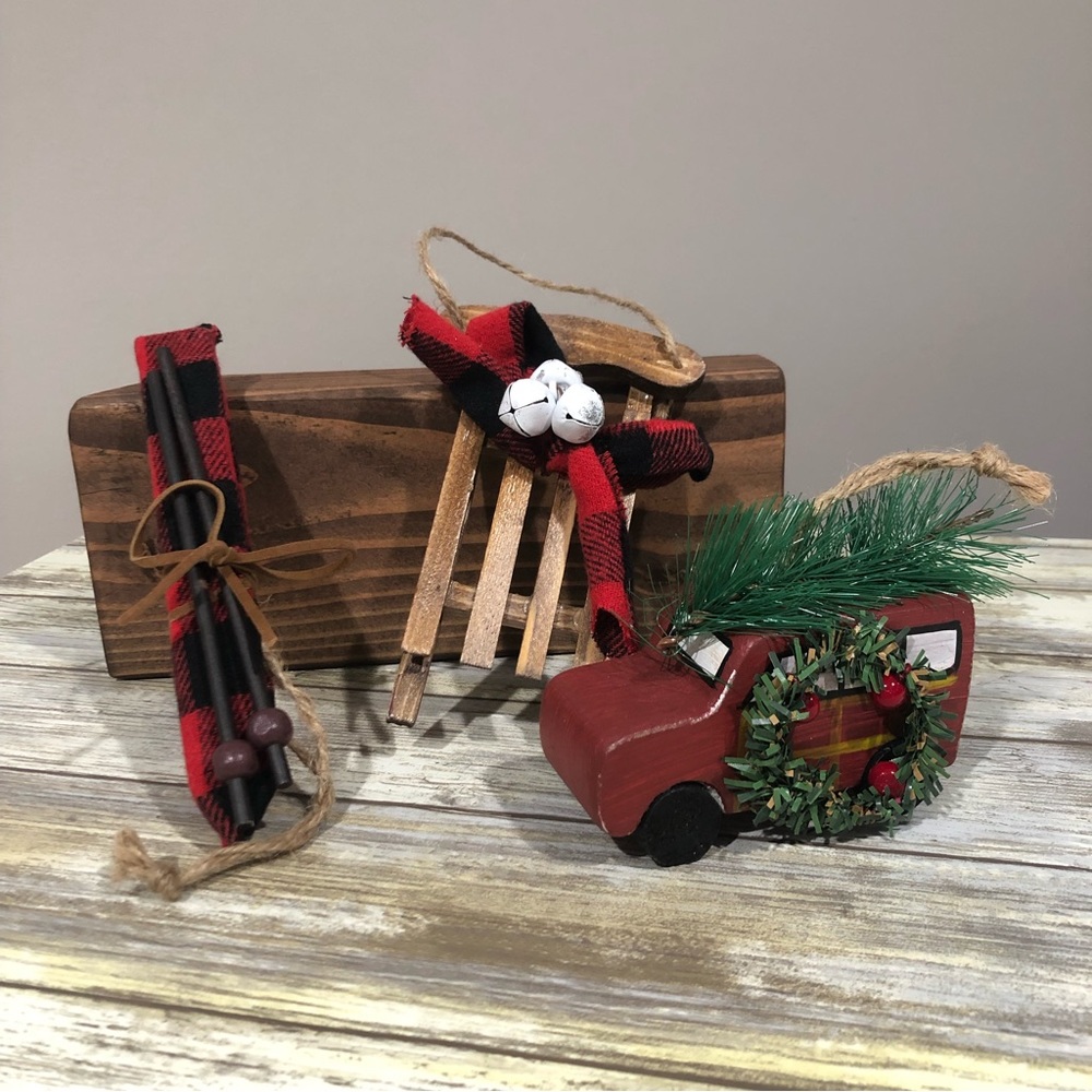 Rustic Wood Ornament Set